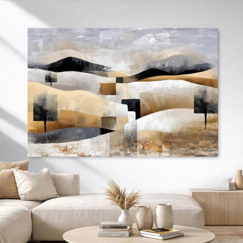 Abstraktes leinwandbild beige - leinwandbild,