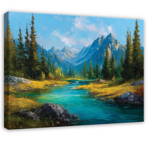 Leinwand landschaft fluss blau - leinwand,