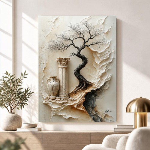Baum wandbild beige - wandbild,
